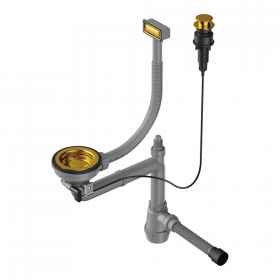 Арматура с клапаном-автоматом для одночашевых моек с прямоугольным переливом и декоративным элементом для корзины Omoikiri WK-1-A-AB022