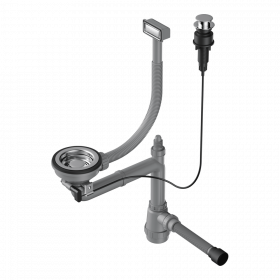 Арматура с клапаном-автоматом для одночашевых моек с прямоугольным переливом и декоративным элементом для корзины Omoikiri WK-1-A-IN