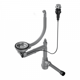 Арматура с клапаном-автоматом для одночашевых моек с круглым переливом Omoikiri WK-1-R-A-IN