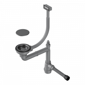 Арматура для одночашевых моек с прямоугольным переливом и декоративным элементом для корзины Omoikiri WK-1C-GM