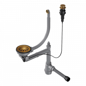 Арматура с клапаном-автоматом для полуторачашевых моек с круглым переливом Omoikiri WK-1CL-R-A-AB022