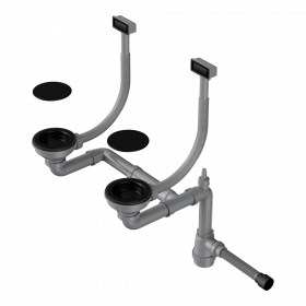 Арматура для двухчашевых моек с прямоугольными переливами и декоративными элементами для корзины Omoikiri WK-2C-GB