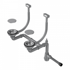 Арматура для двухчашевых моек с прямоугольными переливами и декоративными элементами для корзины Omoikiri WK-2C-IN