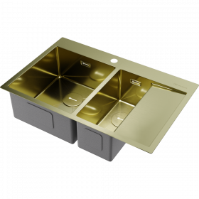 Omoikiri Akisame 78-2-L-LG нерж. сталь/светлое золото