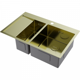 Omoikiri Akisame 78-2-R-LG нерж. сталь/светлое золото