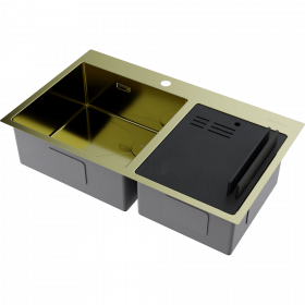 Omoikiri Akisame 86-2 Side-LG нерж. сталь/светлое золото