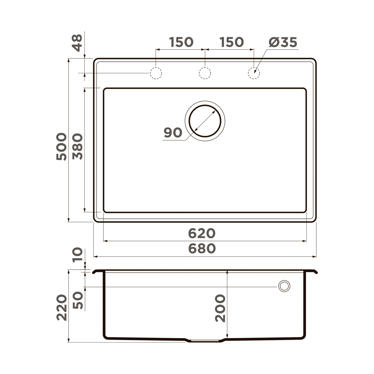 Omoikiri Tedori 68-WH Tetogranit/белый