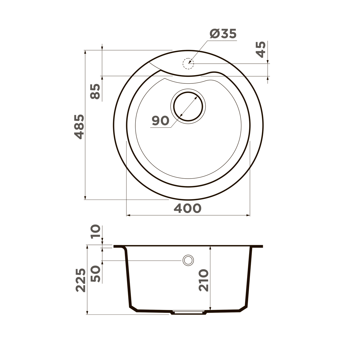Omoikiri Yasugata 48R-DC Tetogranit/темный шоколад