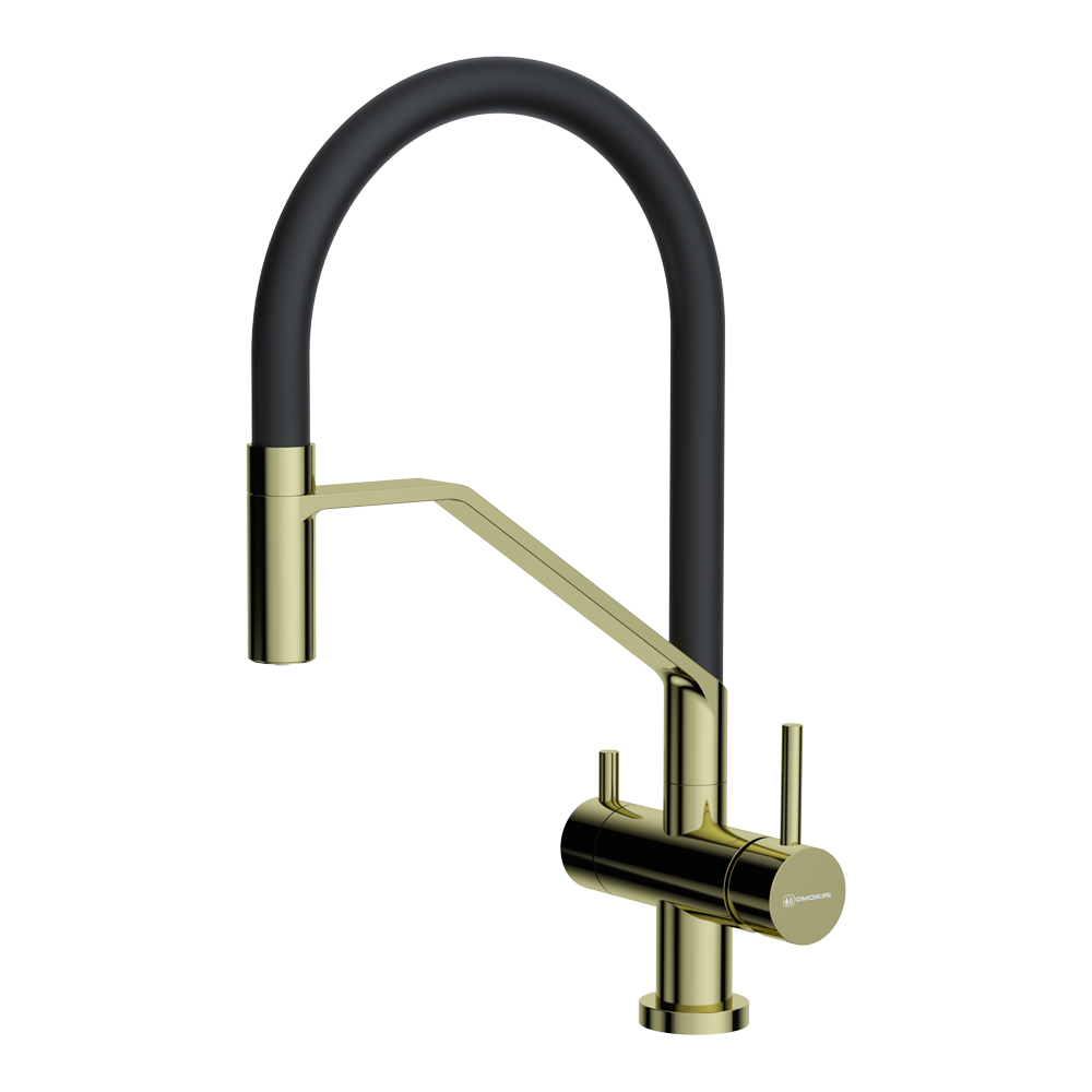 Omoikiri Akeno LG-BL латунь/светлое золото/черный