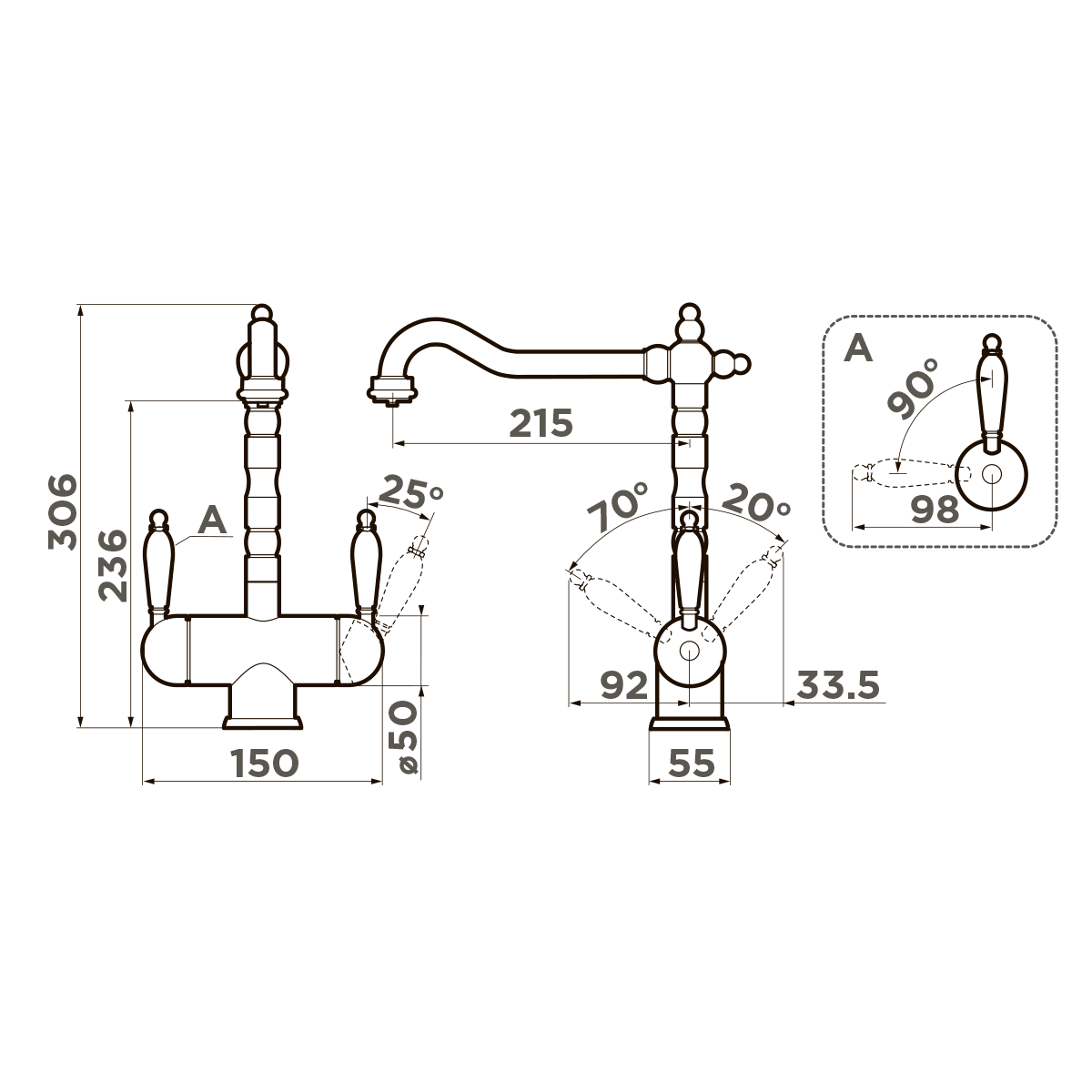 Omoikiri Amagasaki-SI латунь/античное серебро
