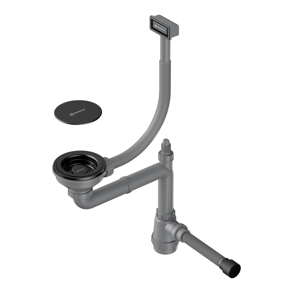 Арматура для одночашевых моек с прямоугольным переливом и декоративным элементом для корзины Omoikiri WK-1C-GB