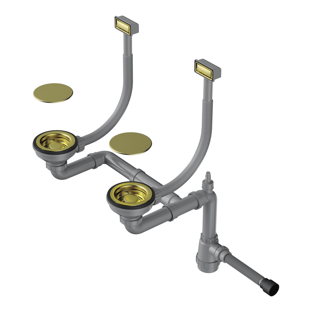 Арматура для двухчашевых моек с прямоугольными переливами и декоративными элементами для корзины Omoikiri WK-2C-LG