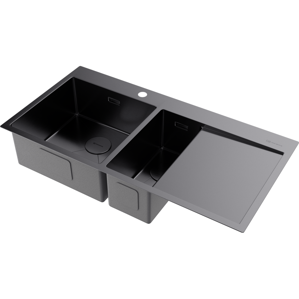 Omoikiri Akisame 100-2-L-GM нерж. сталь/вороненая сталь