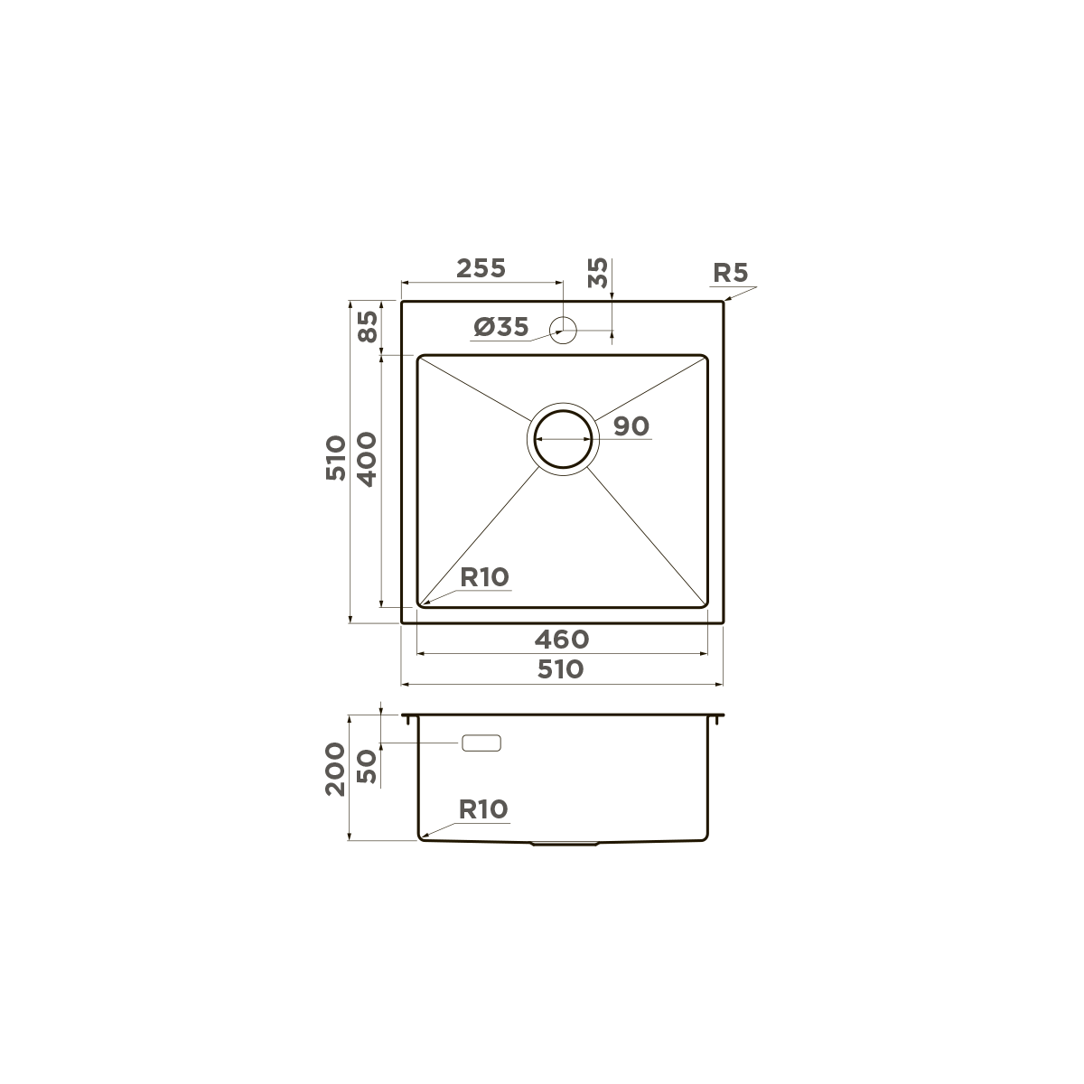 Omoikiri Akisame 51-GM нерж. сталь/вороненая сталь