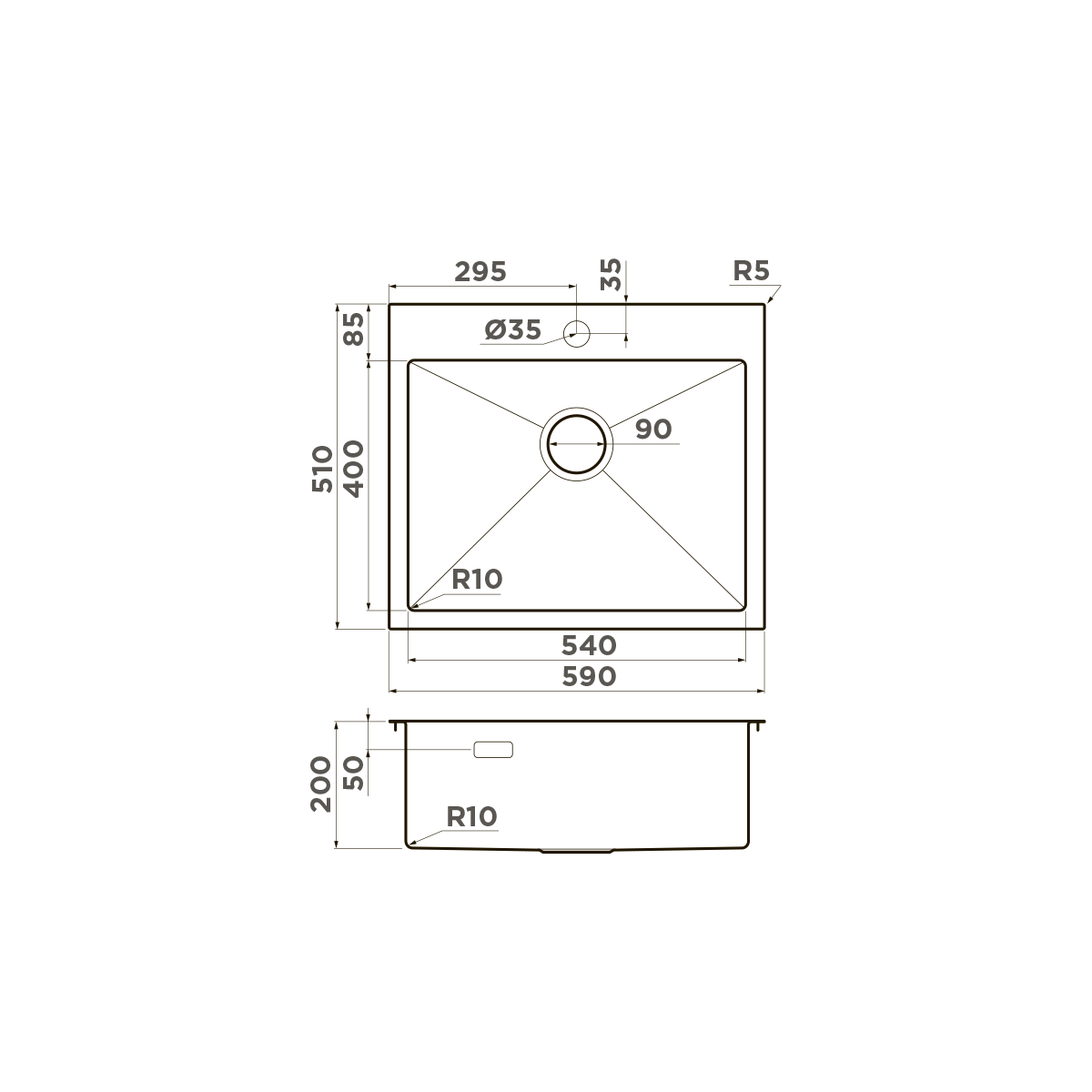 Omoikiri Akisame 59-IN нерж. сталь/нержавеющая сталь