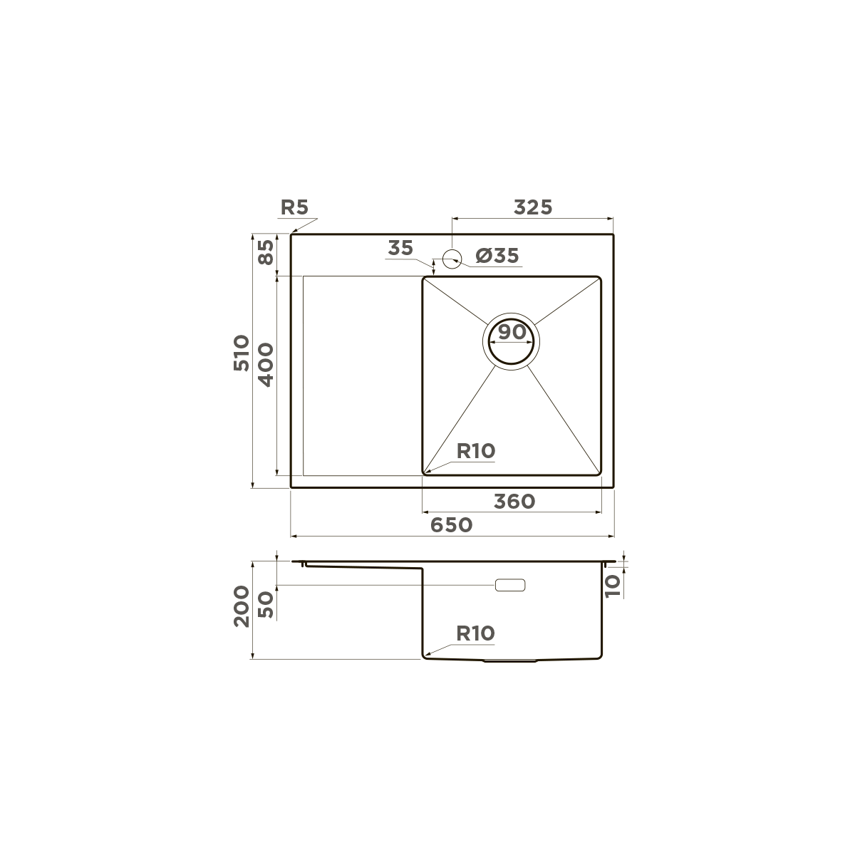 Omoikiri Akisame 65-R-GM нерж. сталь/вороненая сталь