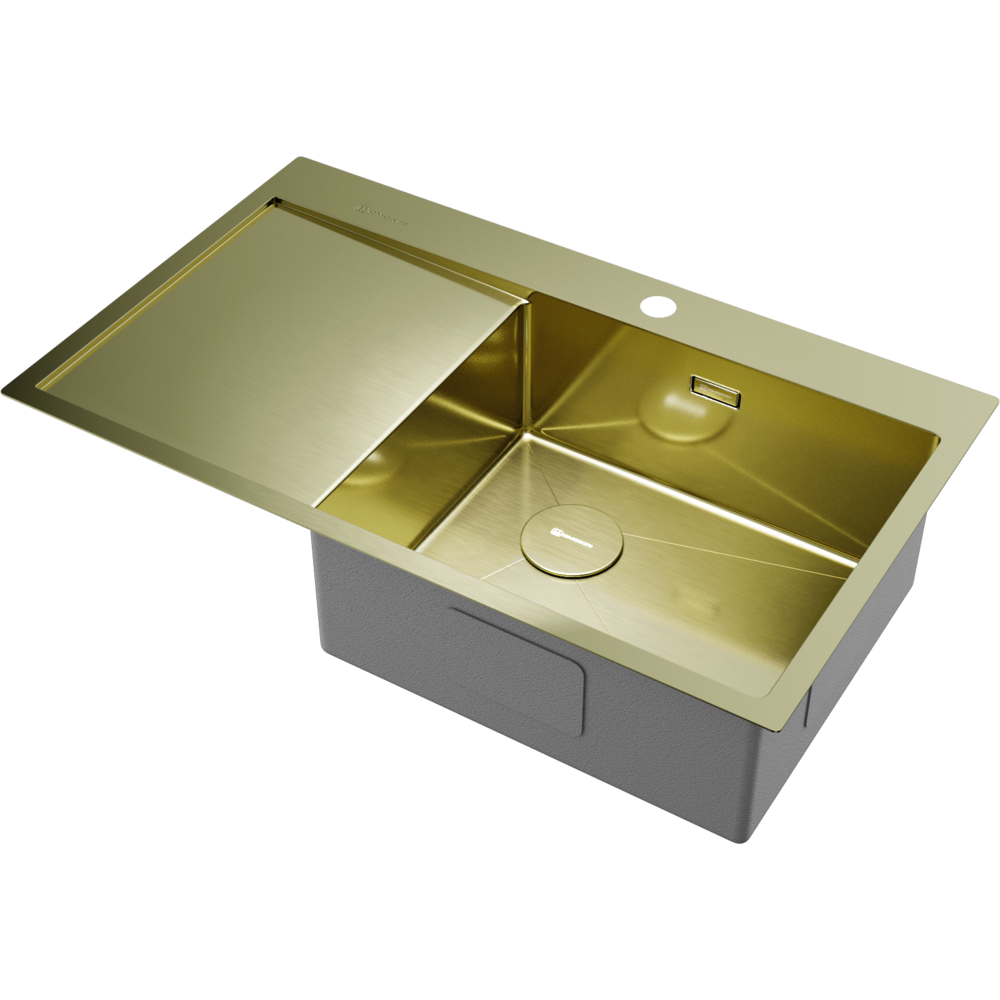 Omoikiri Akisame 86-R Side-LG нерж. сталь/светлое золото