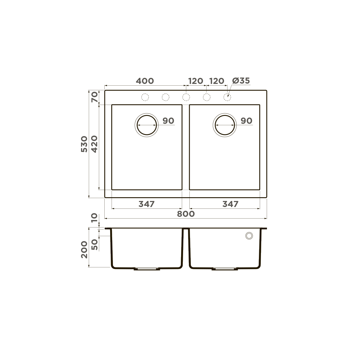 Omoikiri Bosen 80-2-PL Tetogranit/платина