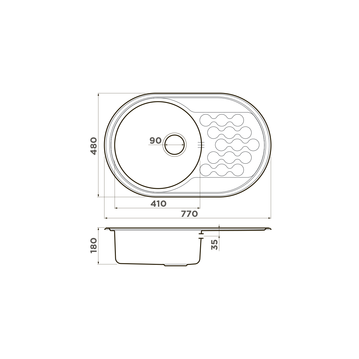 Omoikiri Kasumigaura 77-IN нерж. сталь/нержавеющая сталь