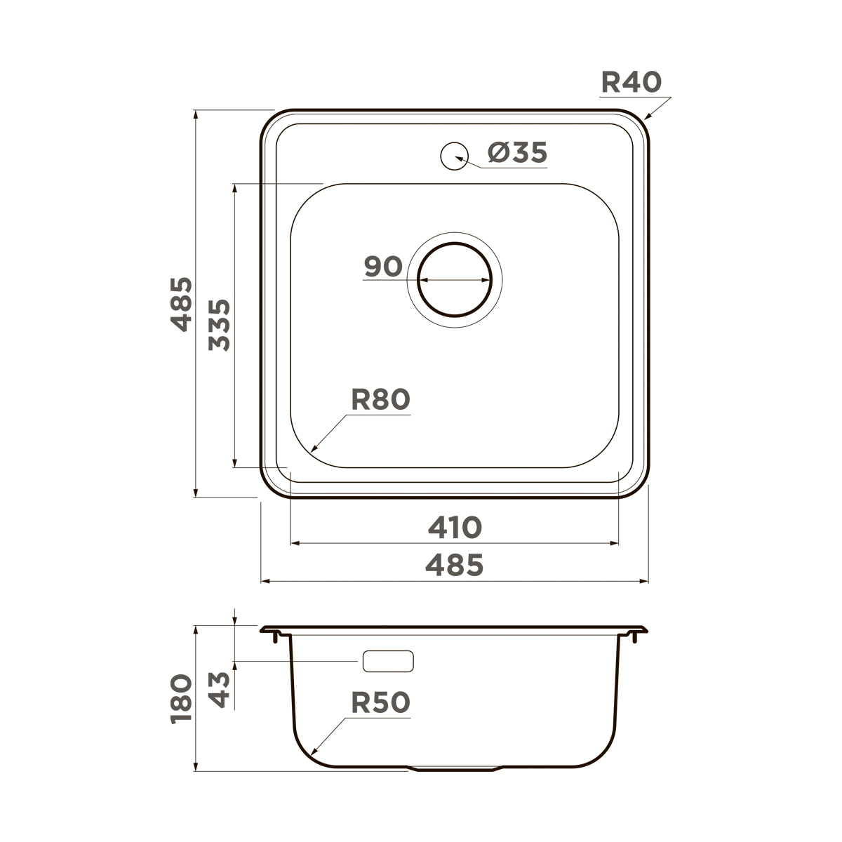 Omoikiri Notoro 48-IN нерж.сталь/нержавеющая сталь