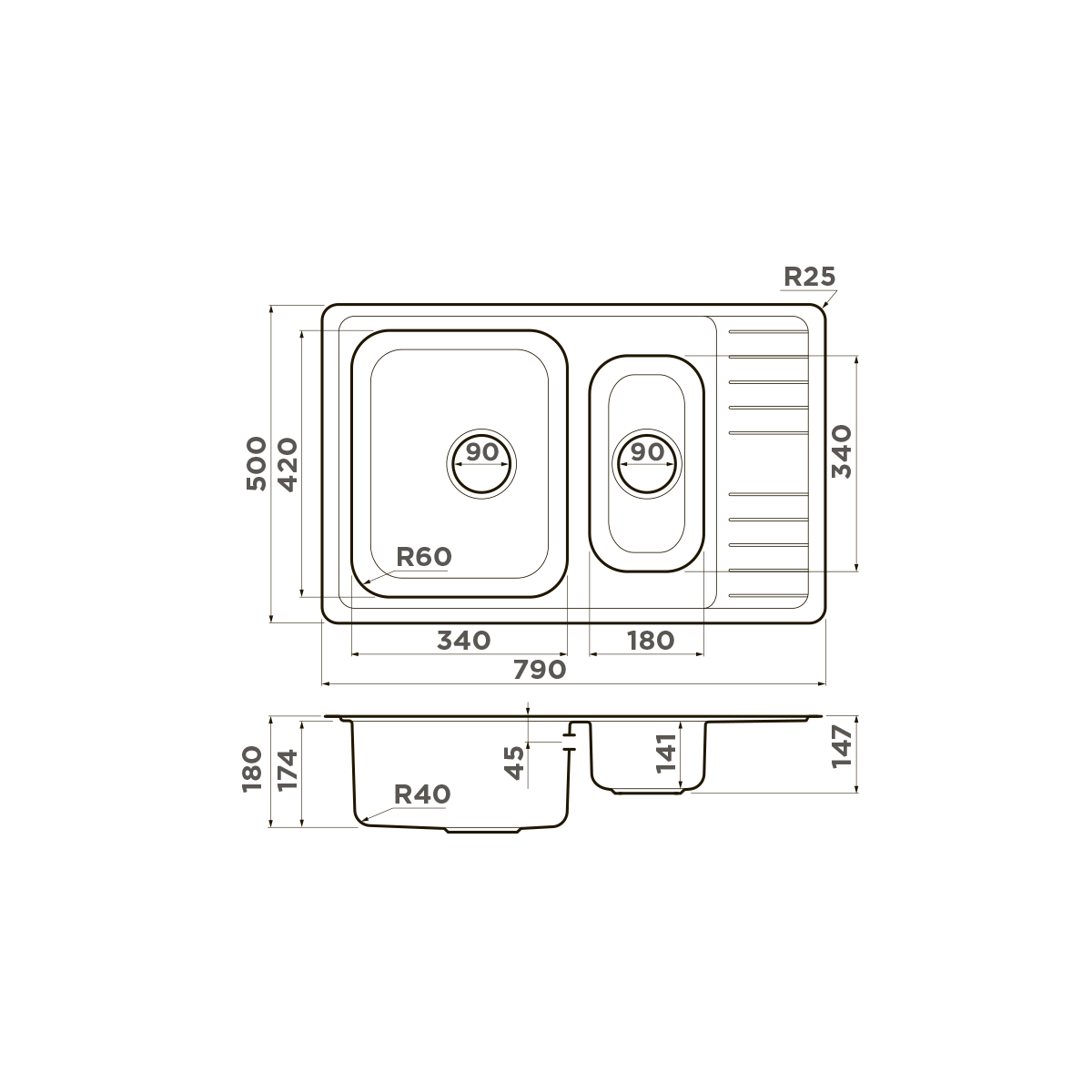 Omoikiri Sagami 79-2-IN нерж. сталь/нержавеющая сталь