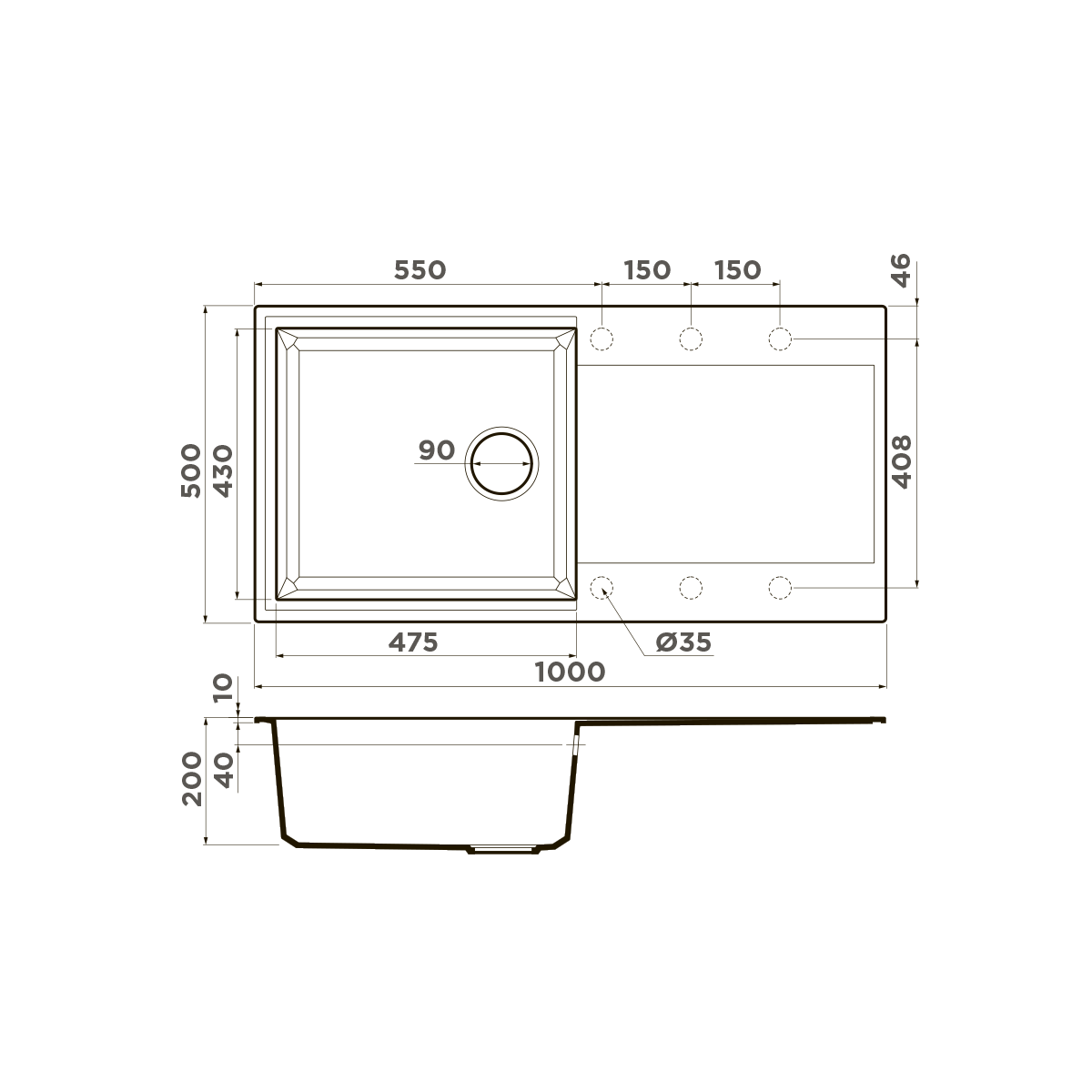Omoikiri Sakaime 100-GR Tetogranit/leningrad grey
