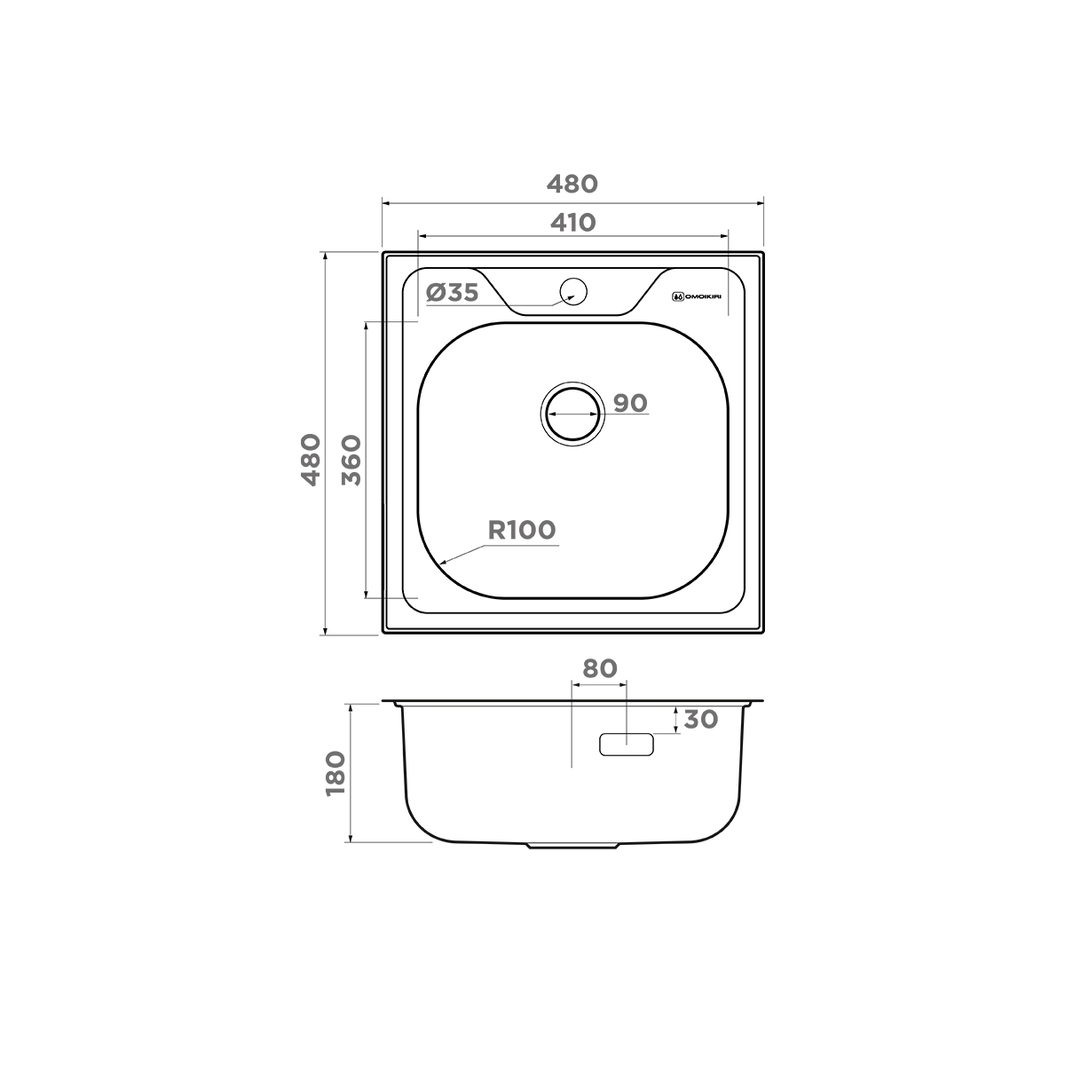 Omoikiri Saru 48-IN нерж. сталь/нержавеющая сталь