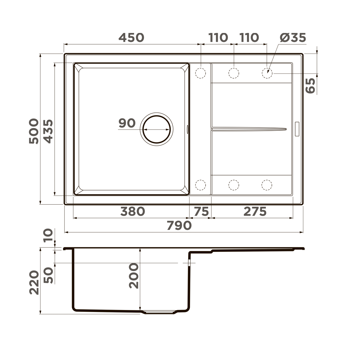 Omoikiri Sumi 79-SA Tetogranit/бежевый