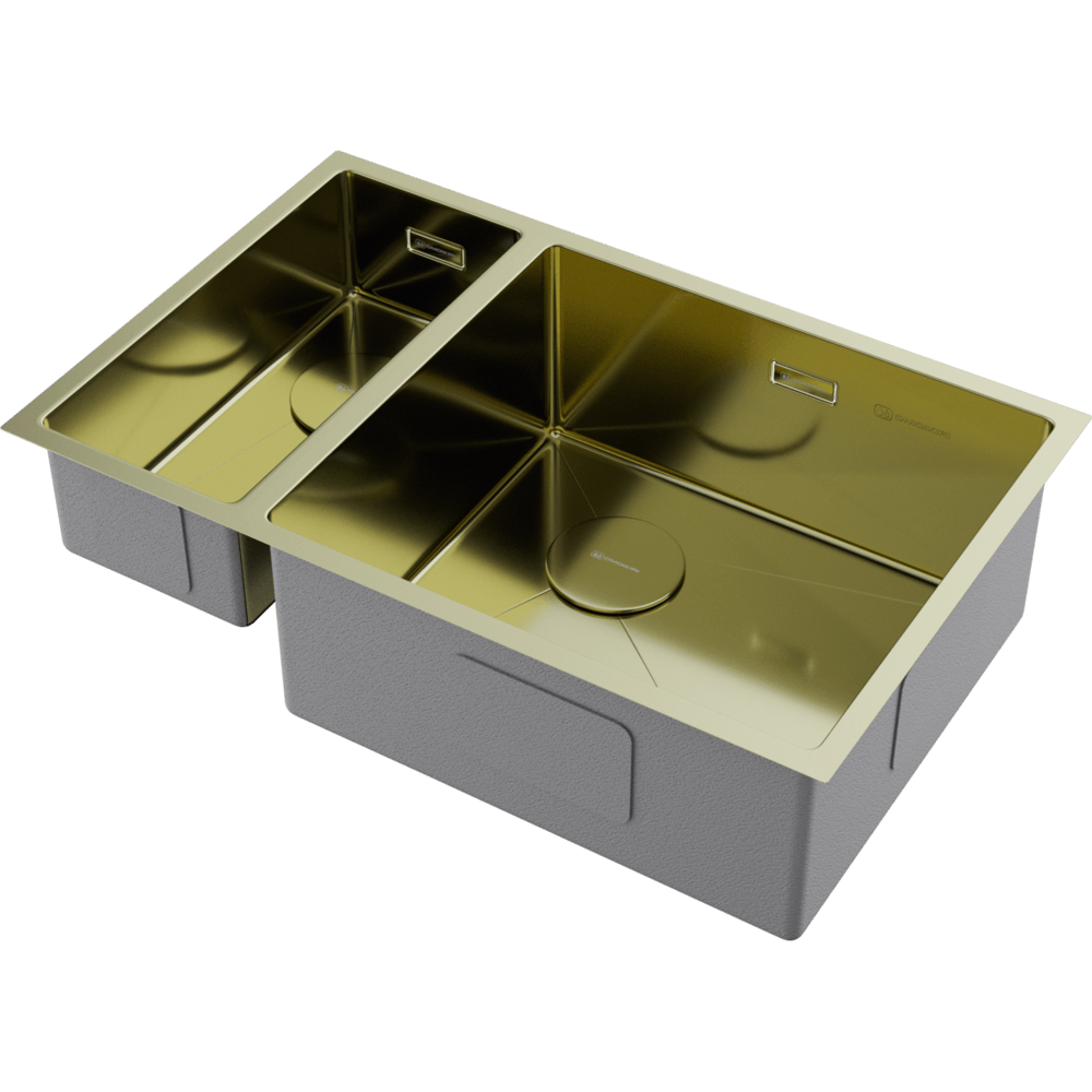 Omoikiri Taki 69-2-U/IF-R Side-LG нерж. сталь/светлое золото